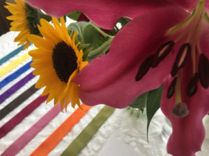 detail view of flowers on the Oya Altar, 2017